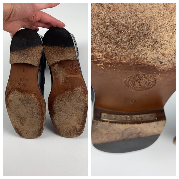 Versace Tall Leather Dress Boots Men’s Sz 9 - Picture 6 of 8